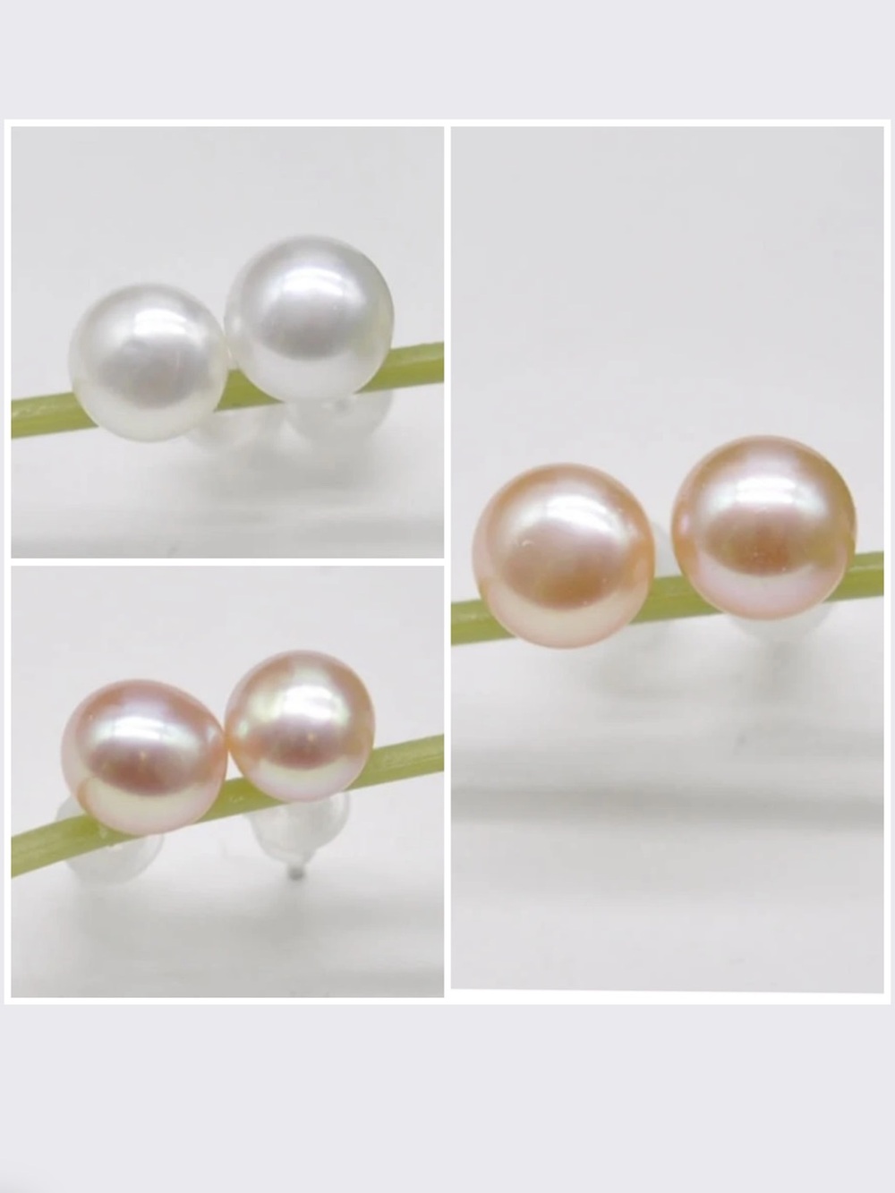 3 Natural 5-6mm Pink Freshwater High Luster Button Pearl Stud Earrings